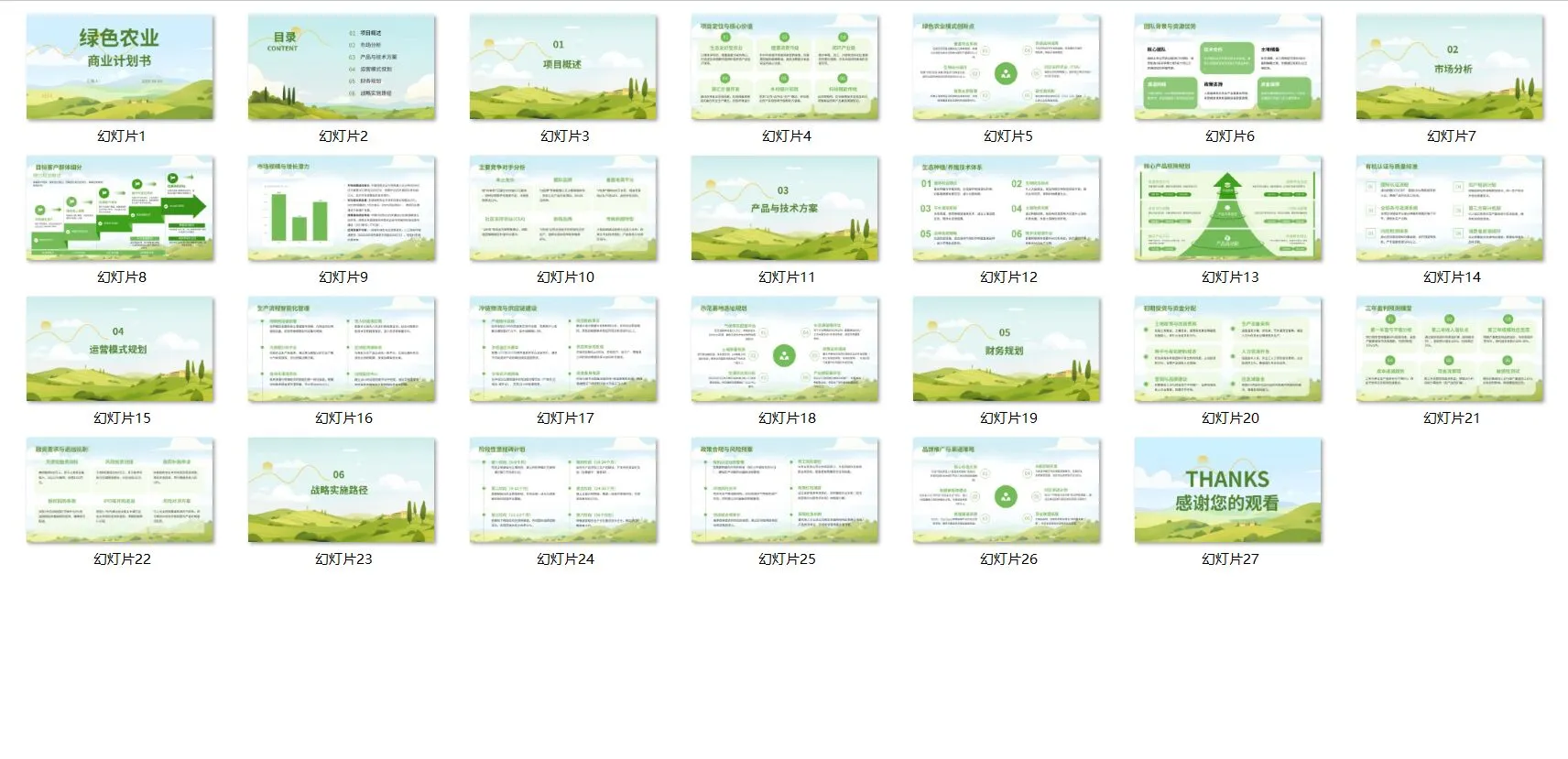 绿色农业商业计划书word＋PPT