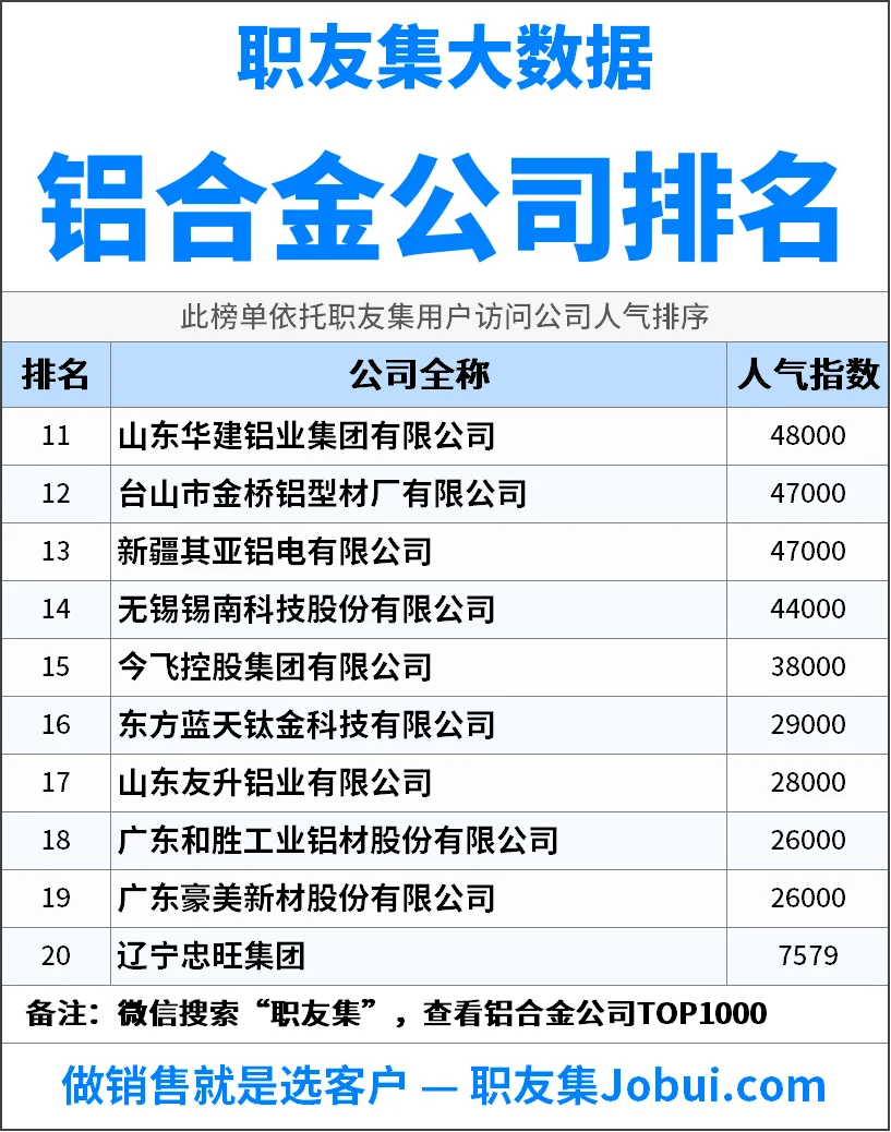 2025年中国‌‌‌‌铝合金公司排行榜