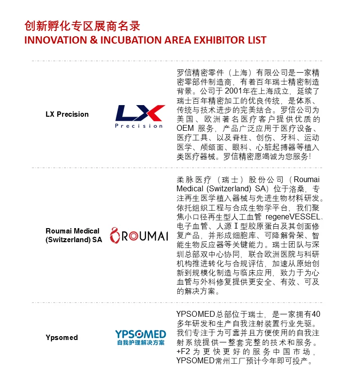 创新孵化专区瑞士中心展台 NH馆NB-01