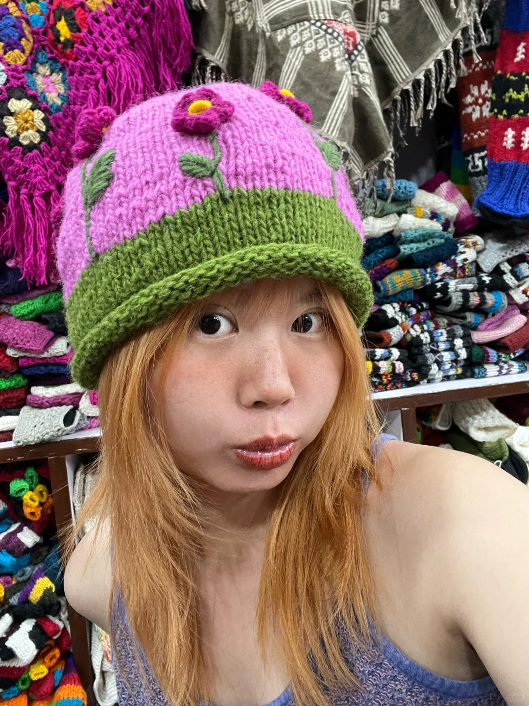 ??头顶上长花花啦，这个帽子可爱死我了