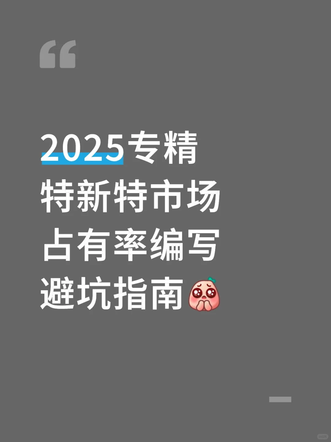 2025专精特新，市场占有率编写指南