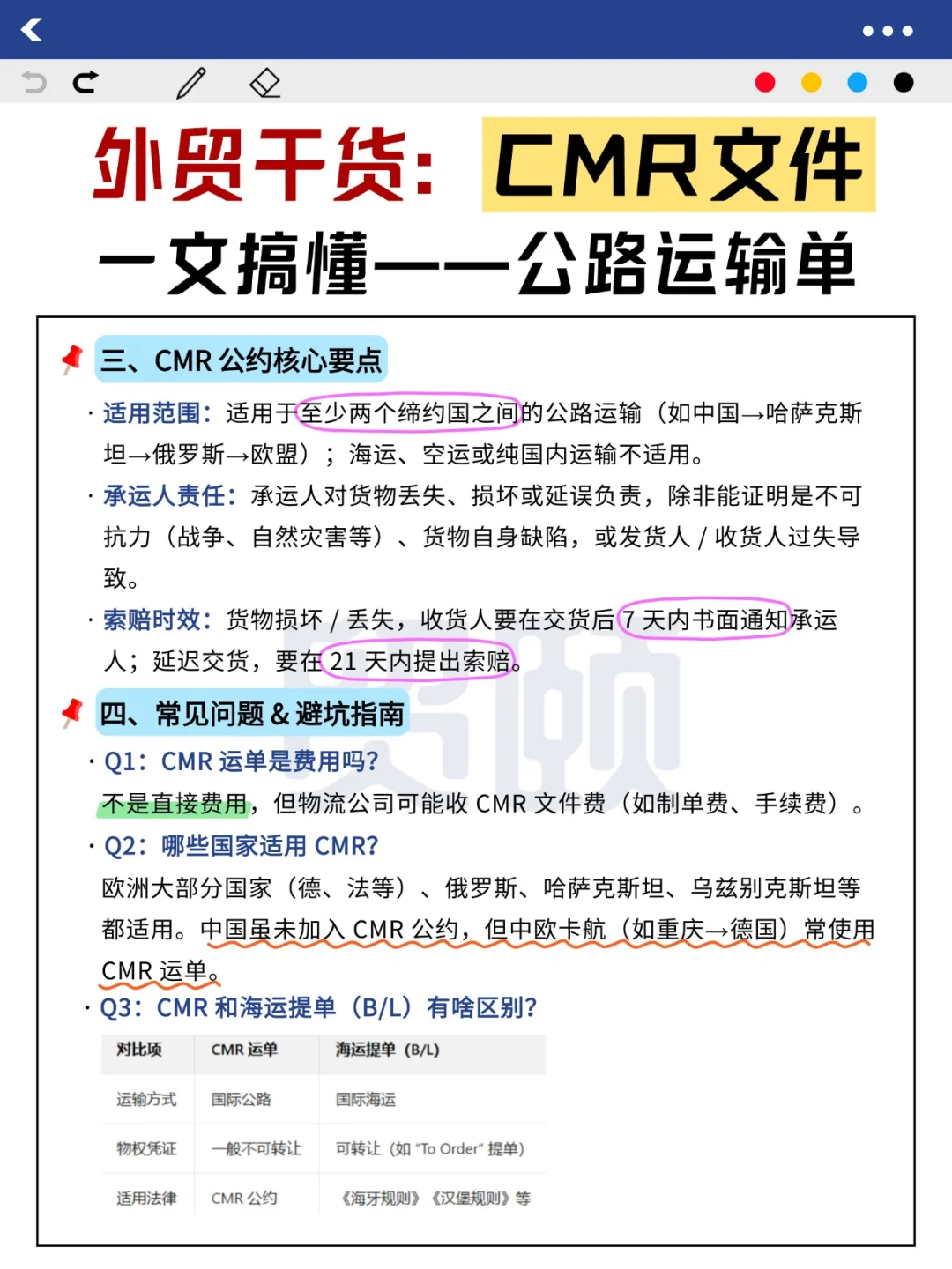 一文搞懂CMR 公路运输单（附文件详情）