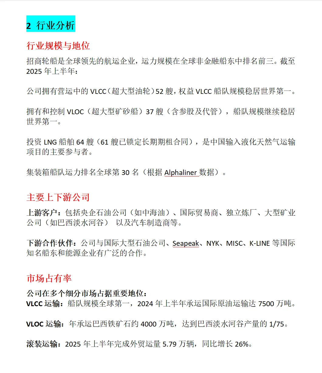 招商轮船综合分析： 主营业务、行业地位