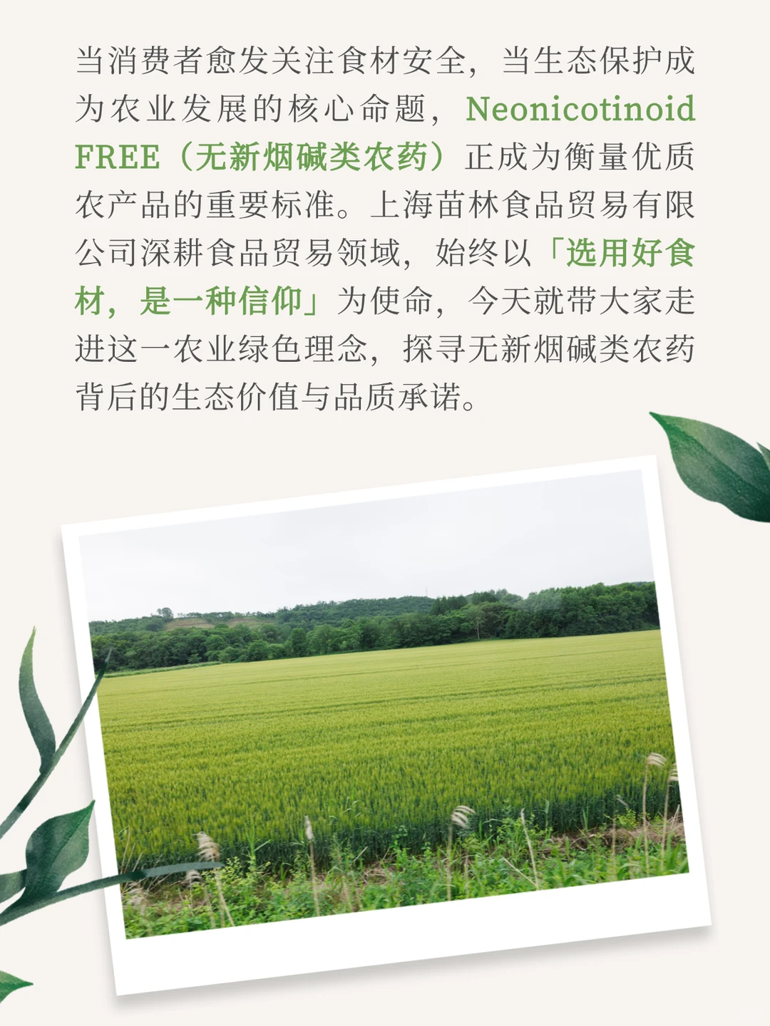 Neonicotinoid FREE，农业绿色安全密码