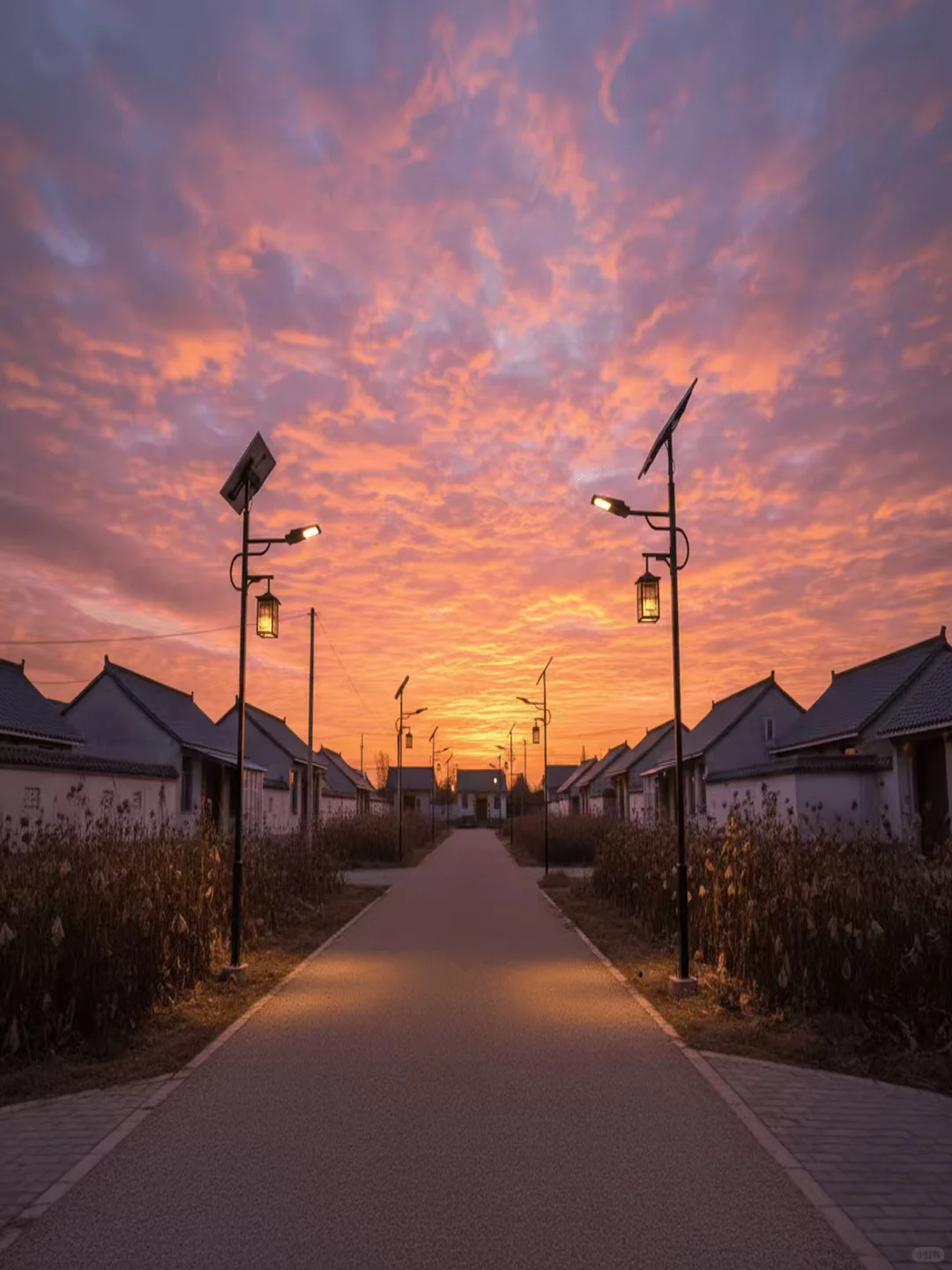 农村太阳能路灯在药材产区碎石路应用