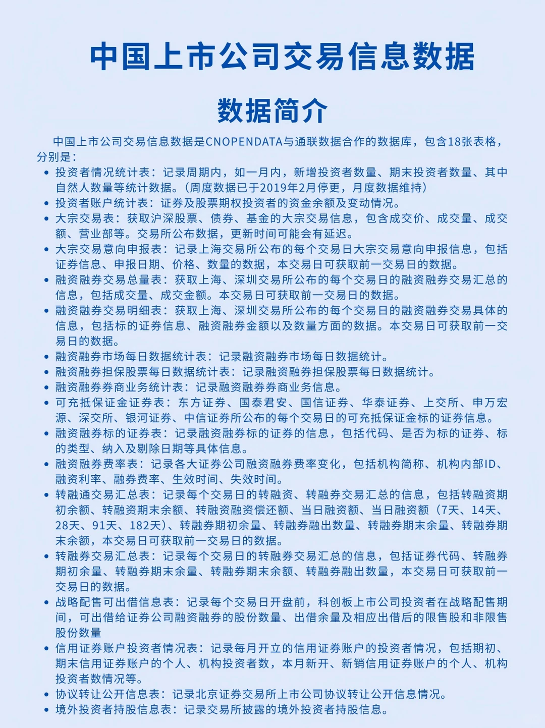 CnOpenData|A股上市公司交易信息数据