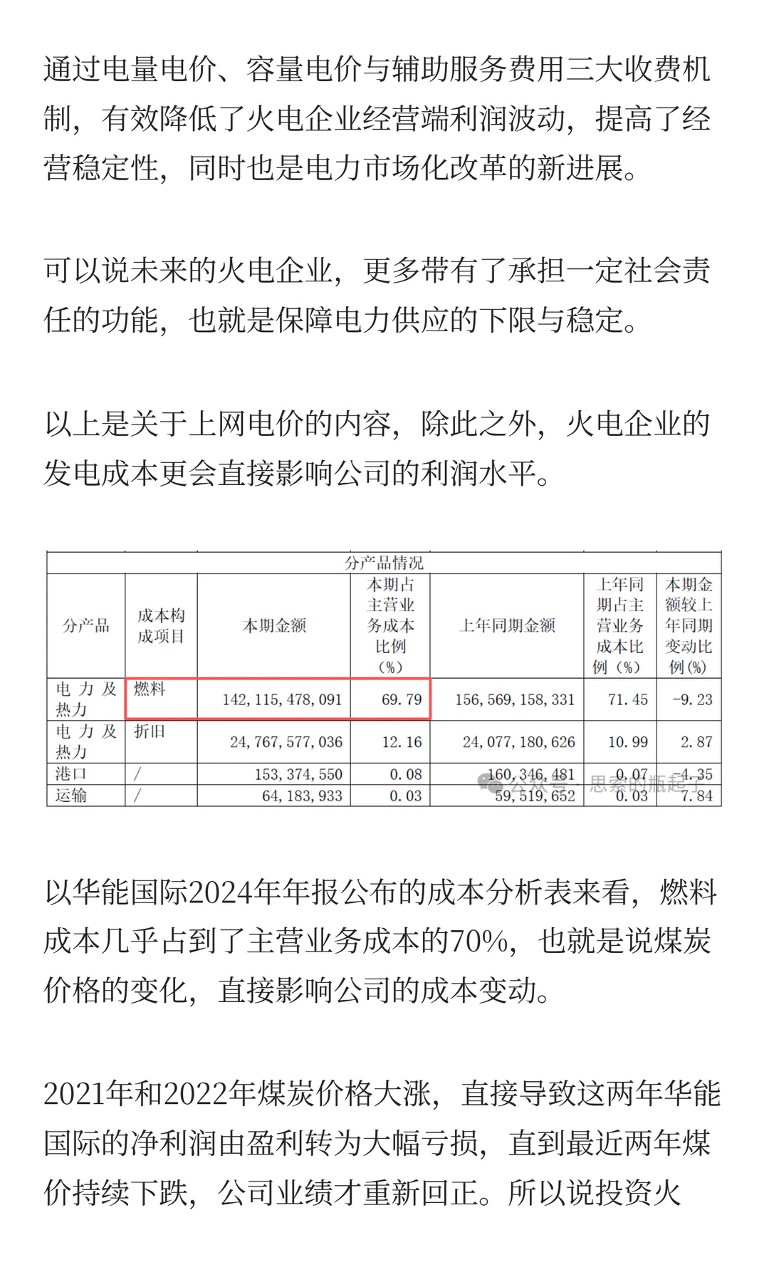 「华能国际」火电的投资逻辑