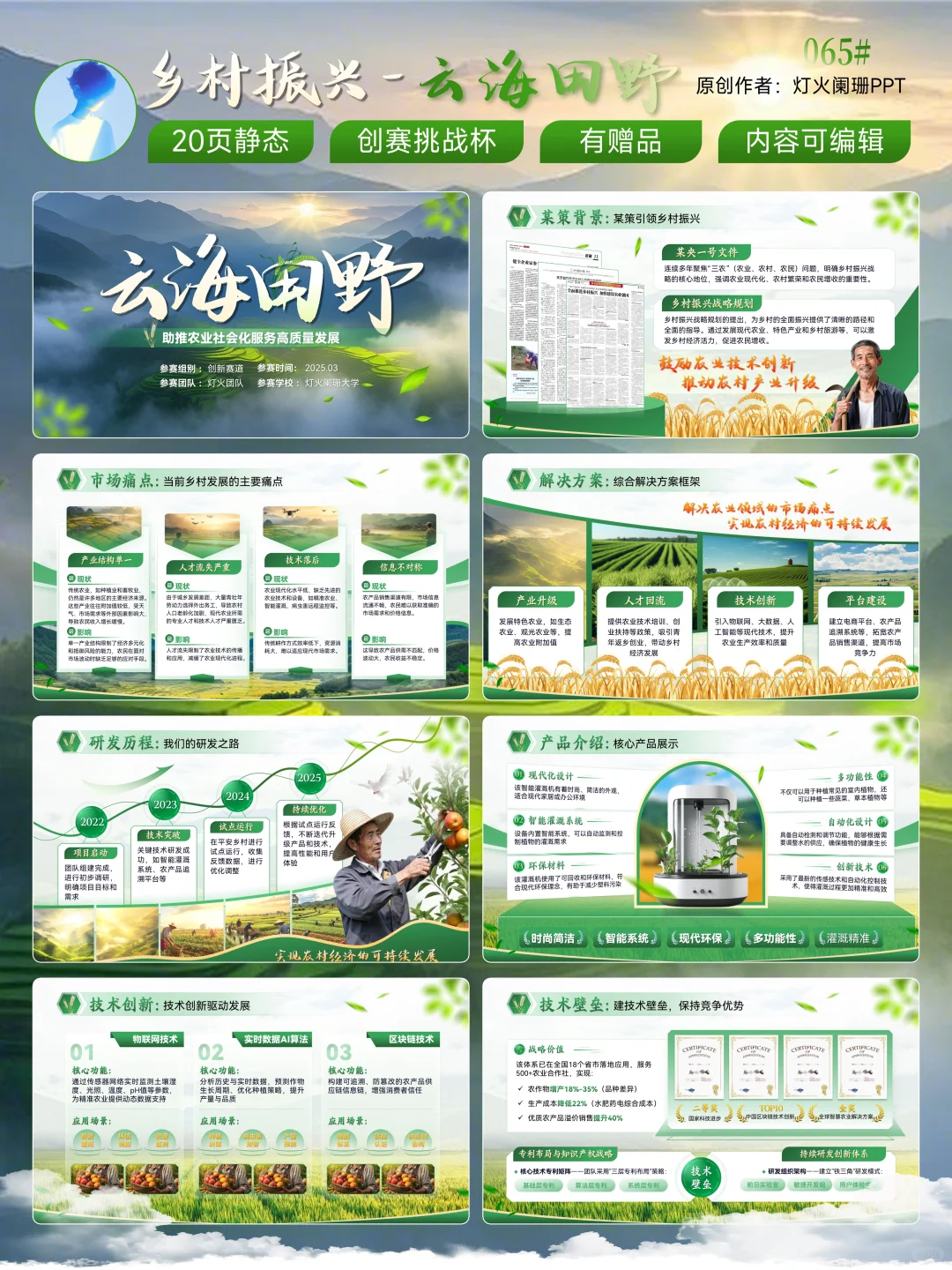 乡村振兴PPT模版太宝藏了吧，创赛助农项目