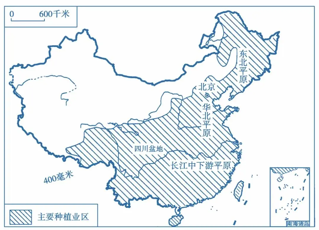 国内主要粮食作物和经济作物分布图