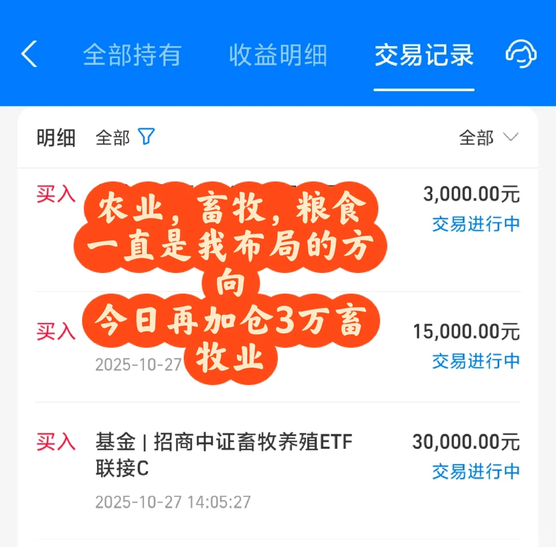 今日布局畜牧业，继续加仓