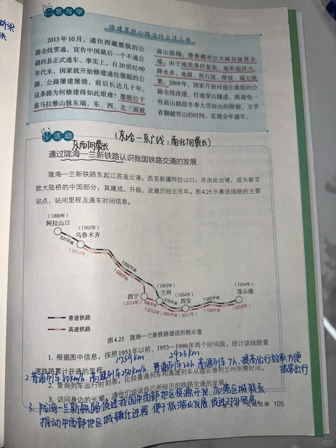 新版八上地理4.3交通运输笔记