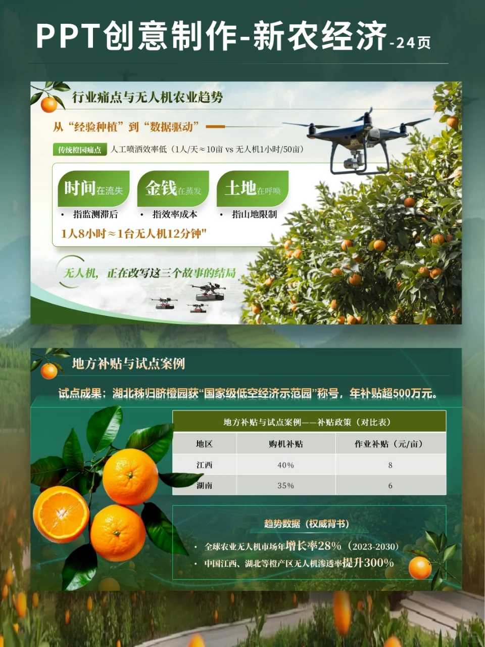 无人机助力橙子果园-新农经济PPT