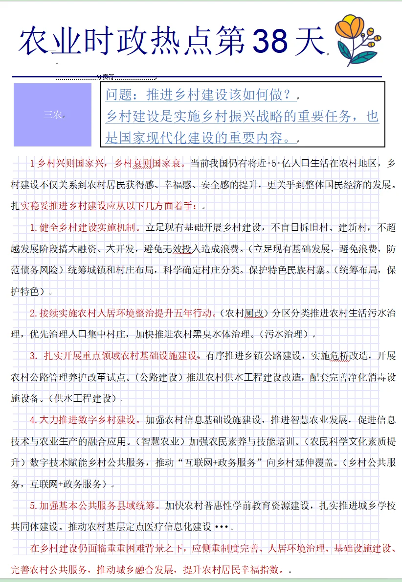 26届时政热点|农村发展、农业管理|第38天