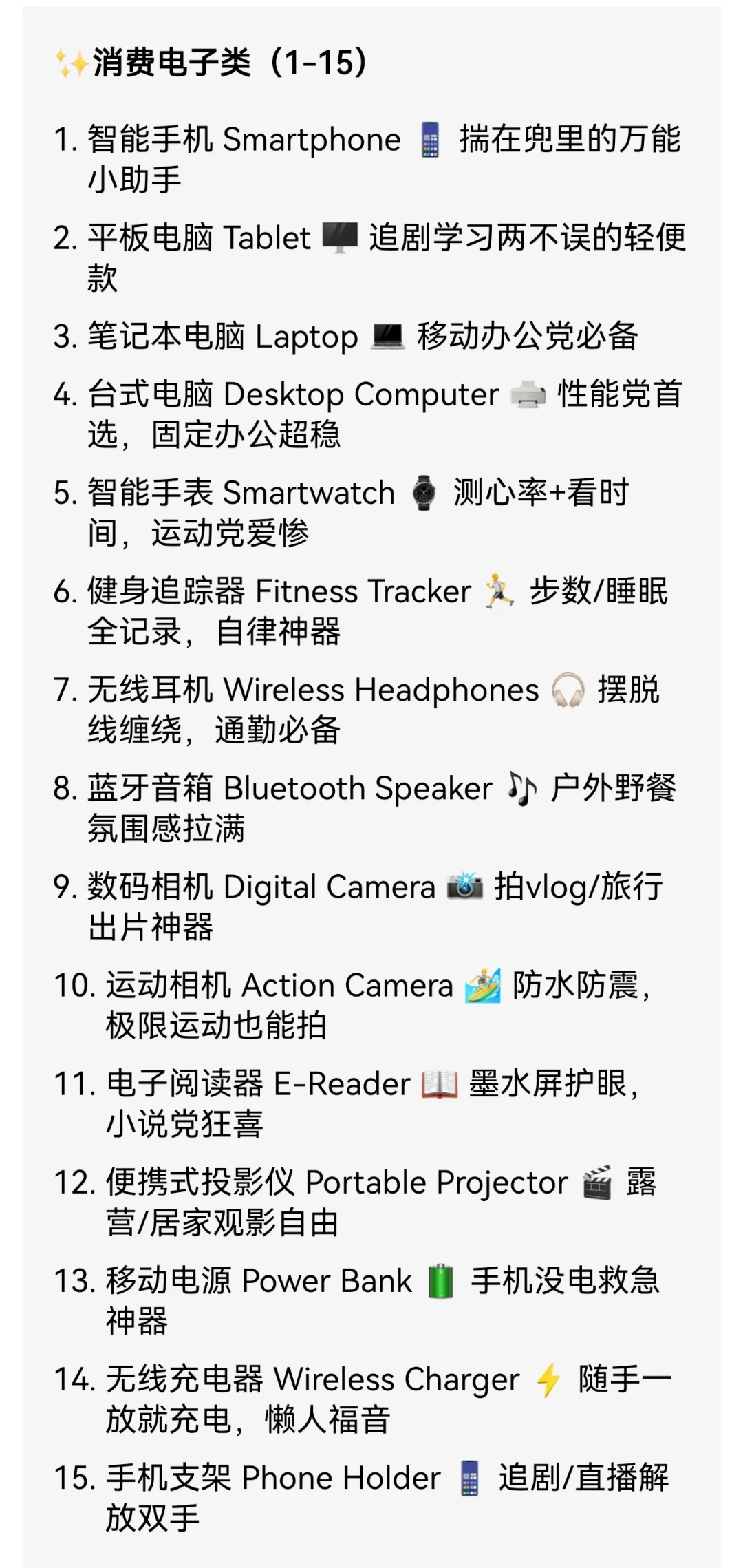 快码住！超全100多种电子产品名称中英对照