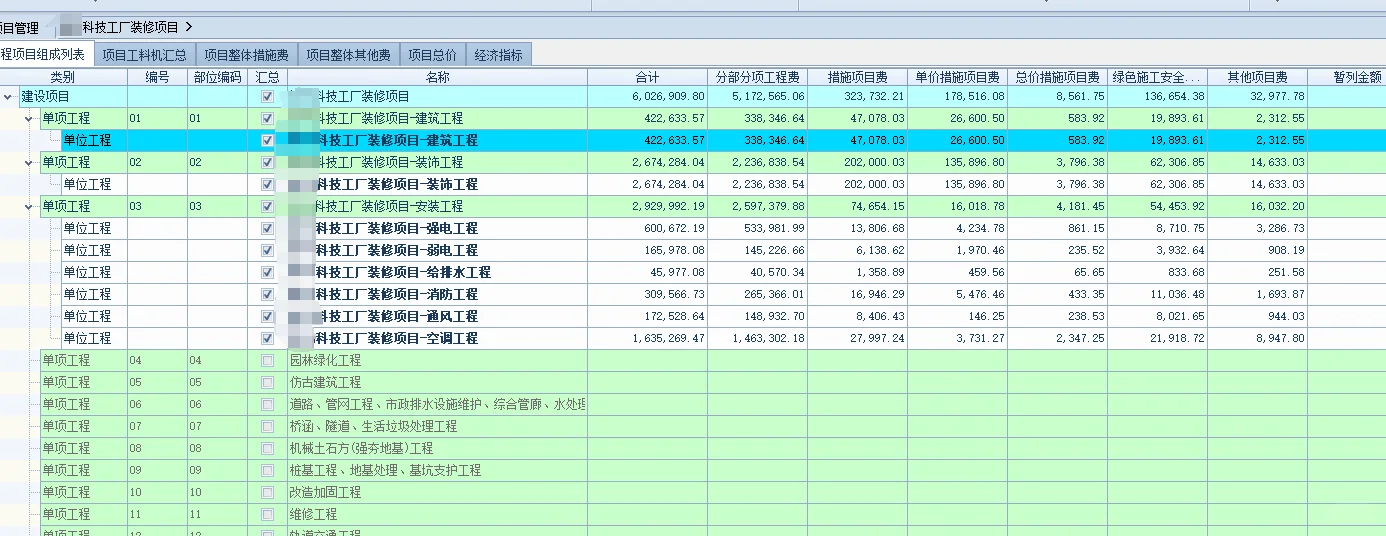 一个科技工厂装修项目的招标控制价