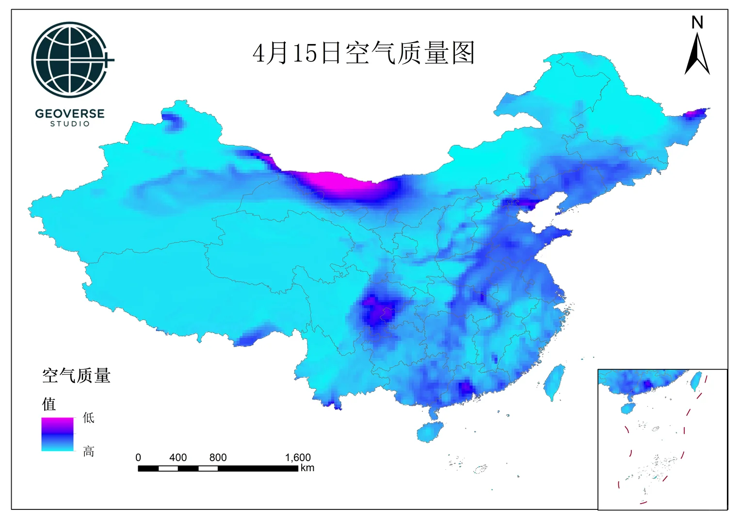 空气质量图对比，GIS告诉你污染跑多快！