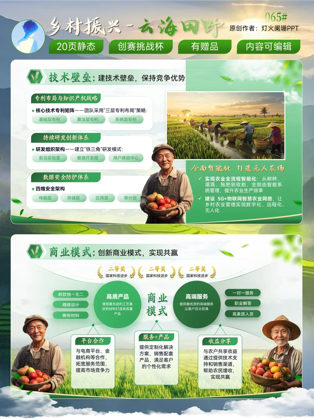 乡村振兴PPT模版太宝藏了吧，创赛助农项目