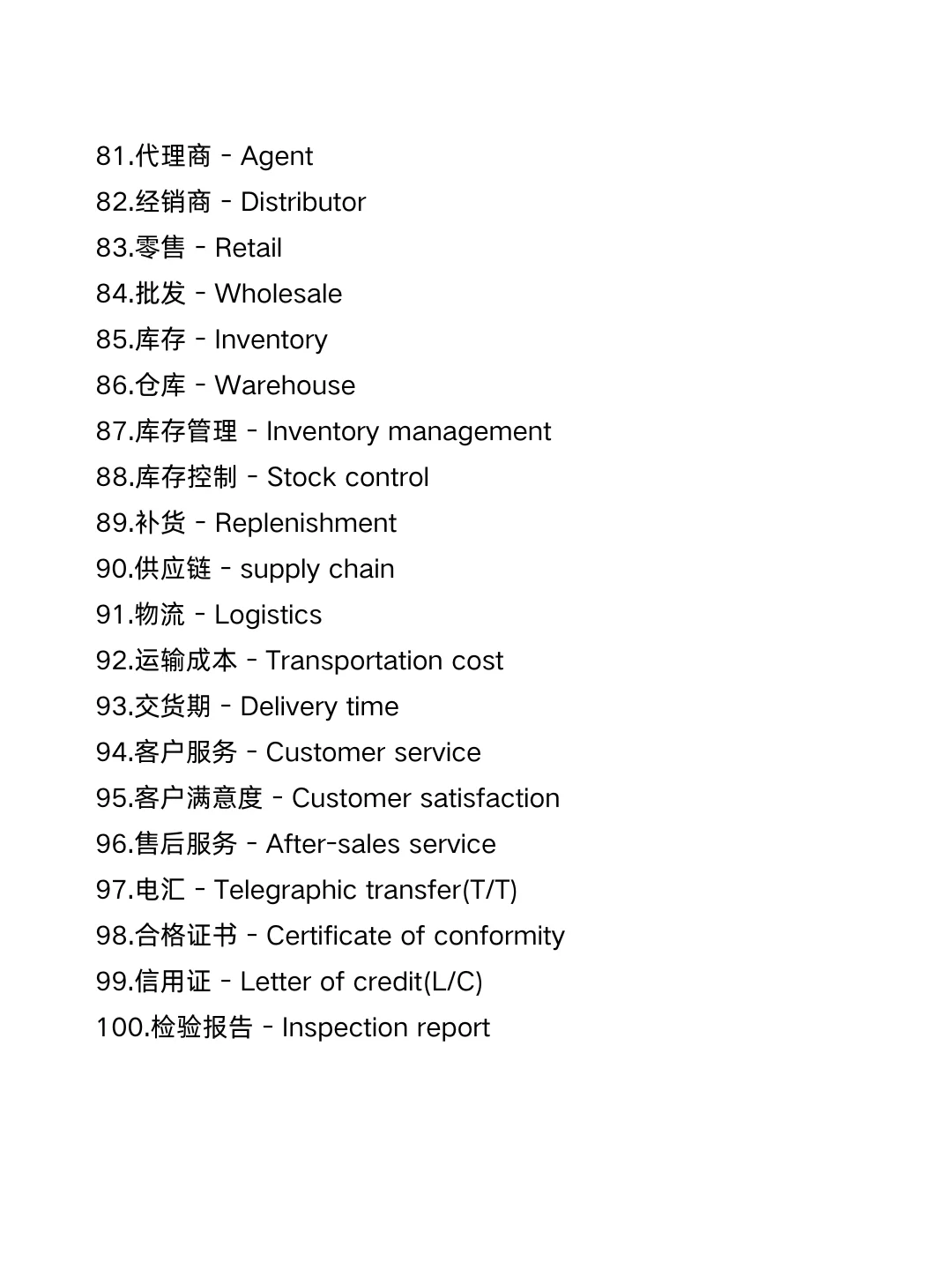 外贸常见的100个单词，外贸新人先学！?