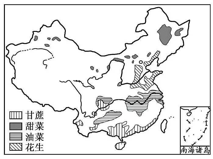 国内主要粮食作物和经济作物分布图