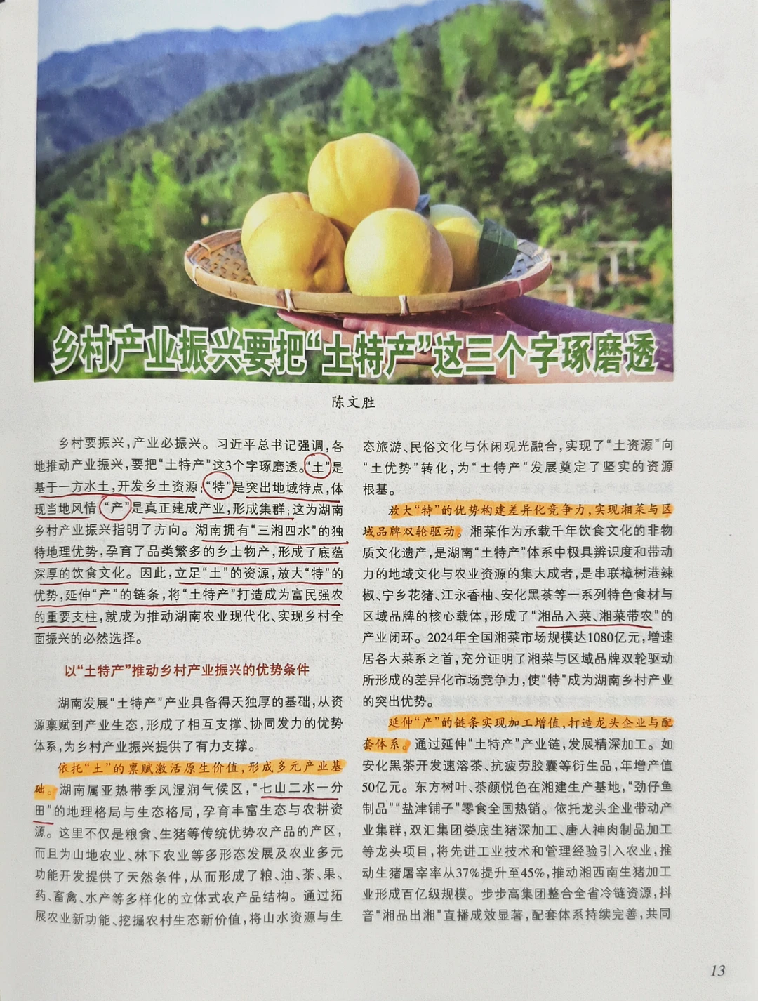 读新湘评论｜乡村产业振兴