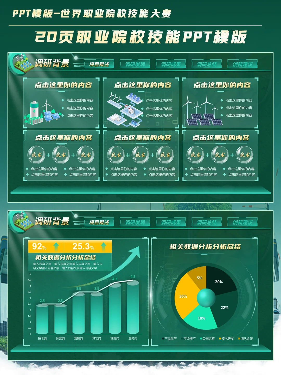 互联网+蓝色主题碳中和PPT模板，超专业！