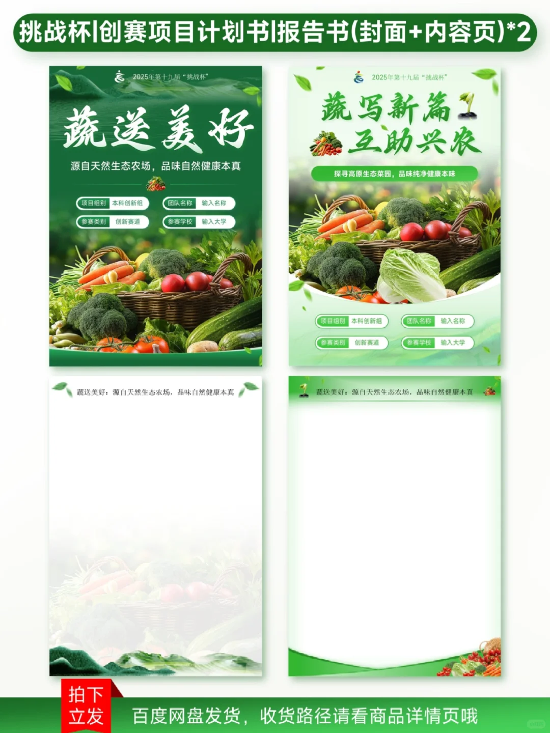 蔬菜主题创赛计划书封面内页模板?