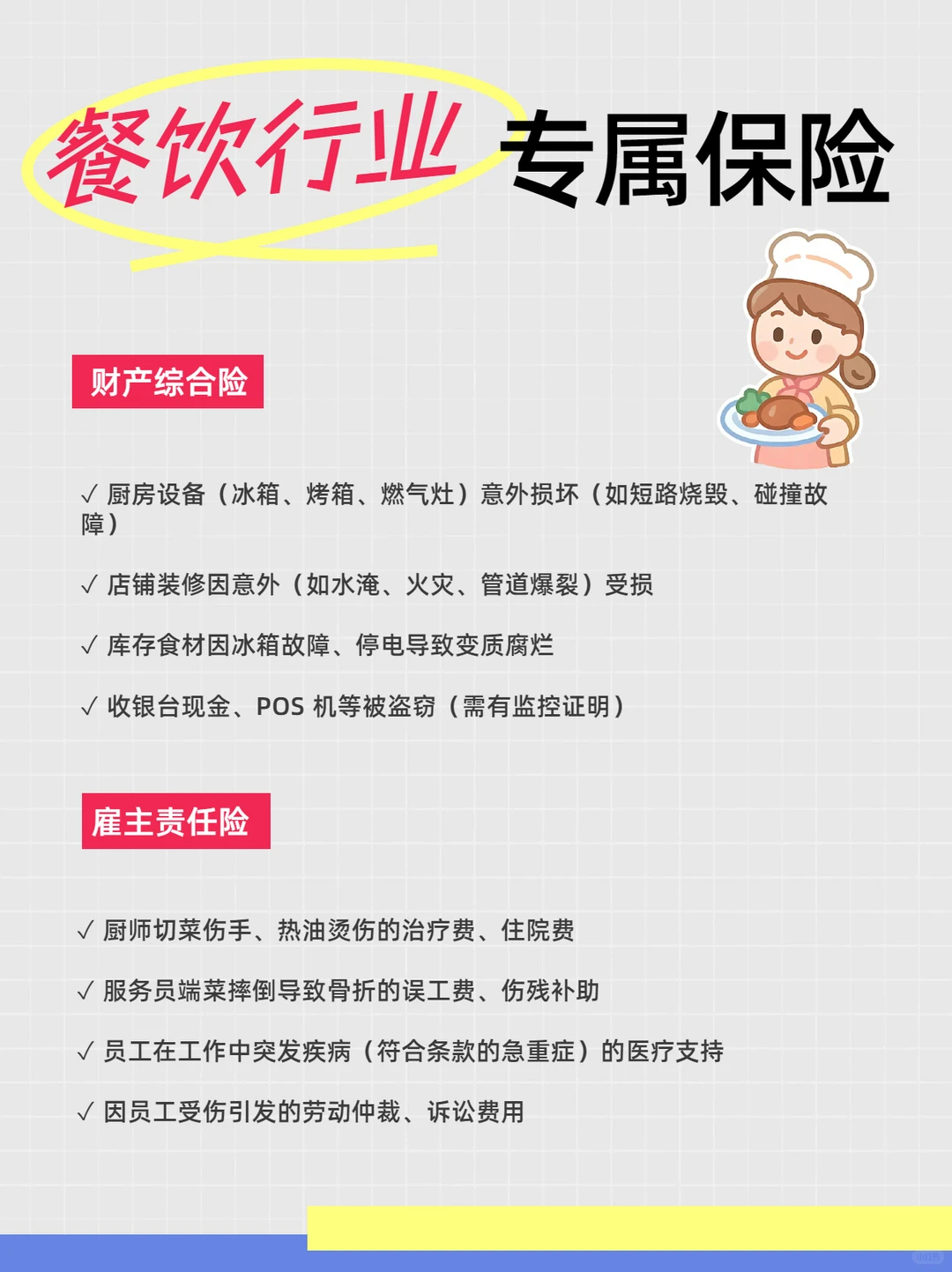 餐饮行业专属保险，餐饮老板必备❗️