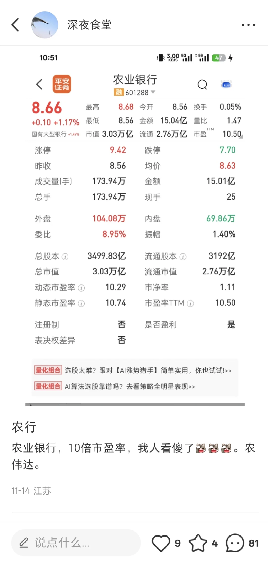 农业银行预测
