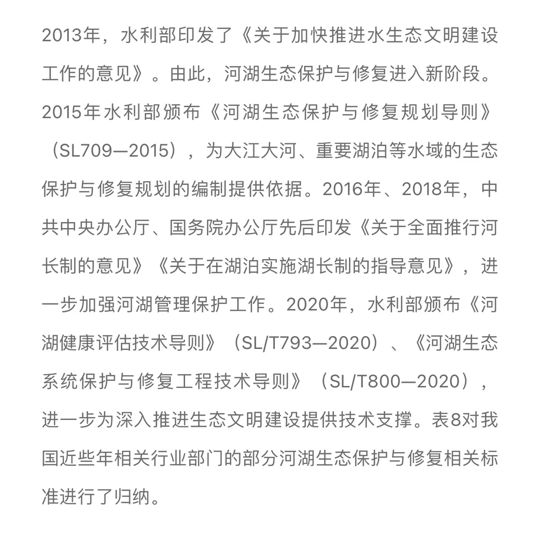 国内外河湖生态保护与修复技术标准进展……