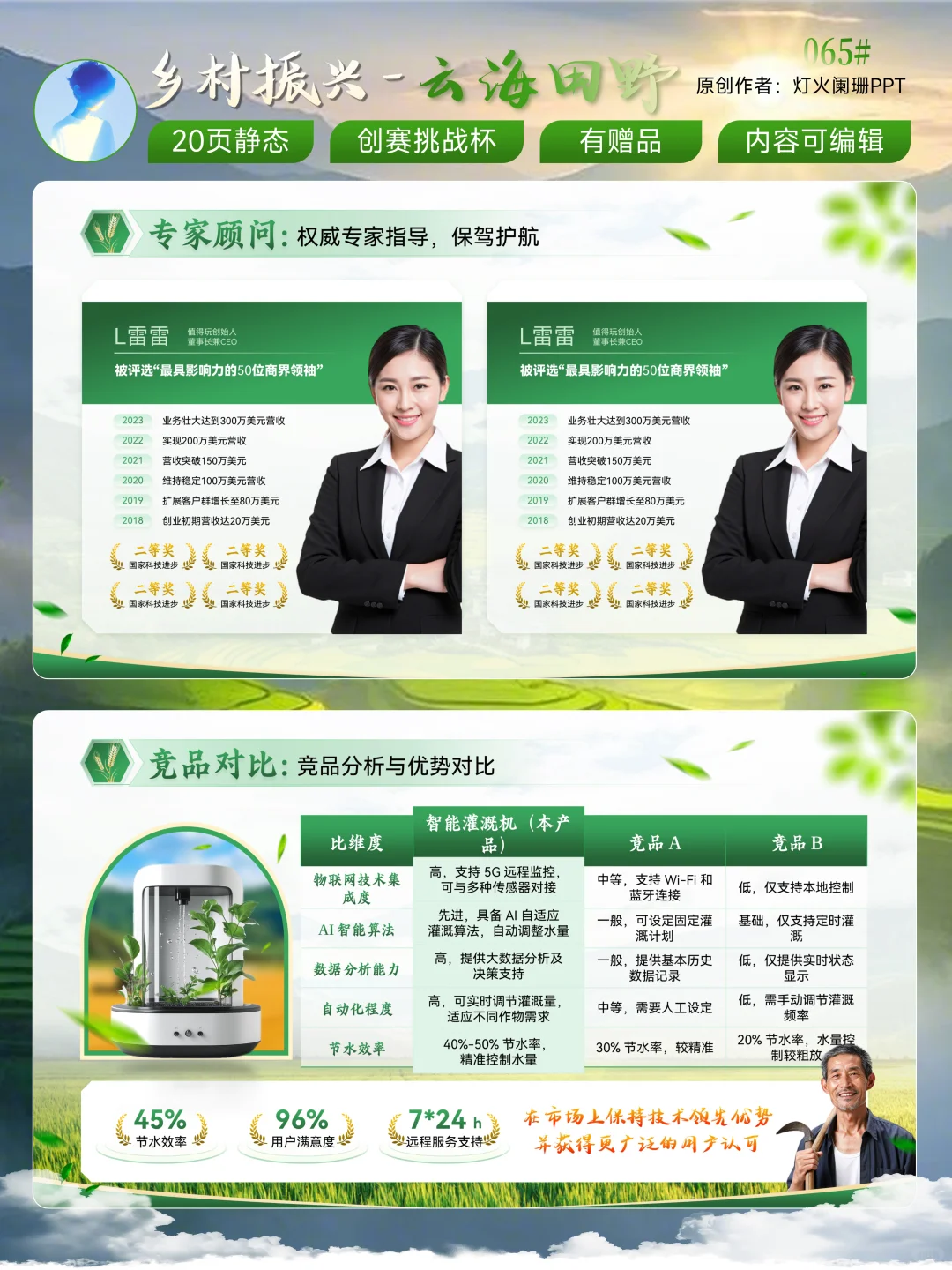 乡村振兴PPT模版太宝藏了吧，创赛助农项目