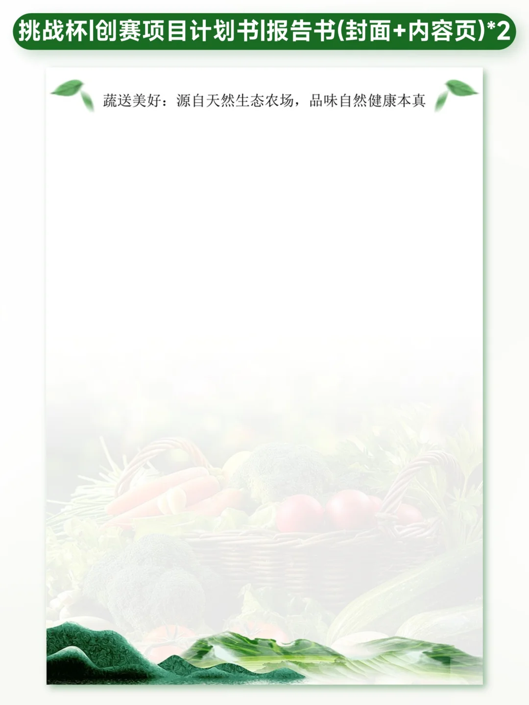 蔬菜主题创赛计划书封面内页模板?