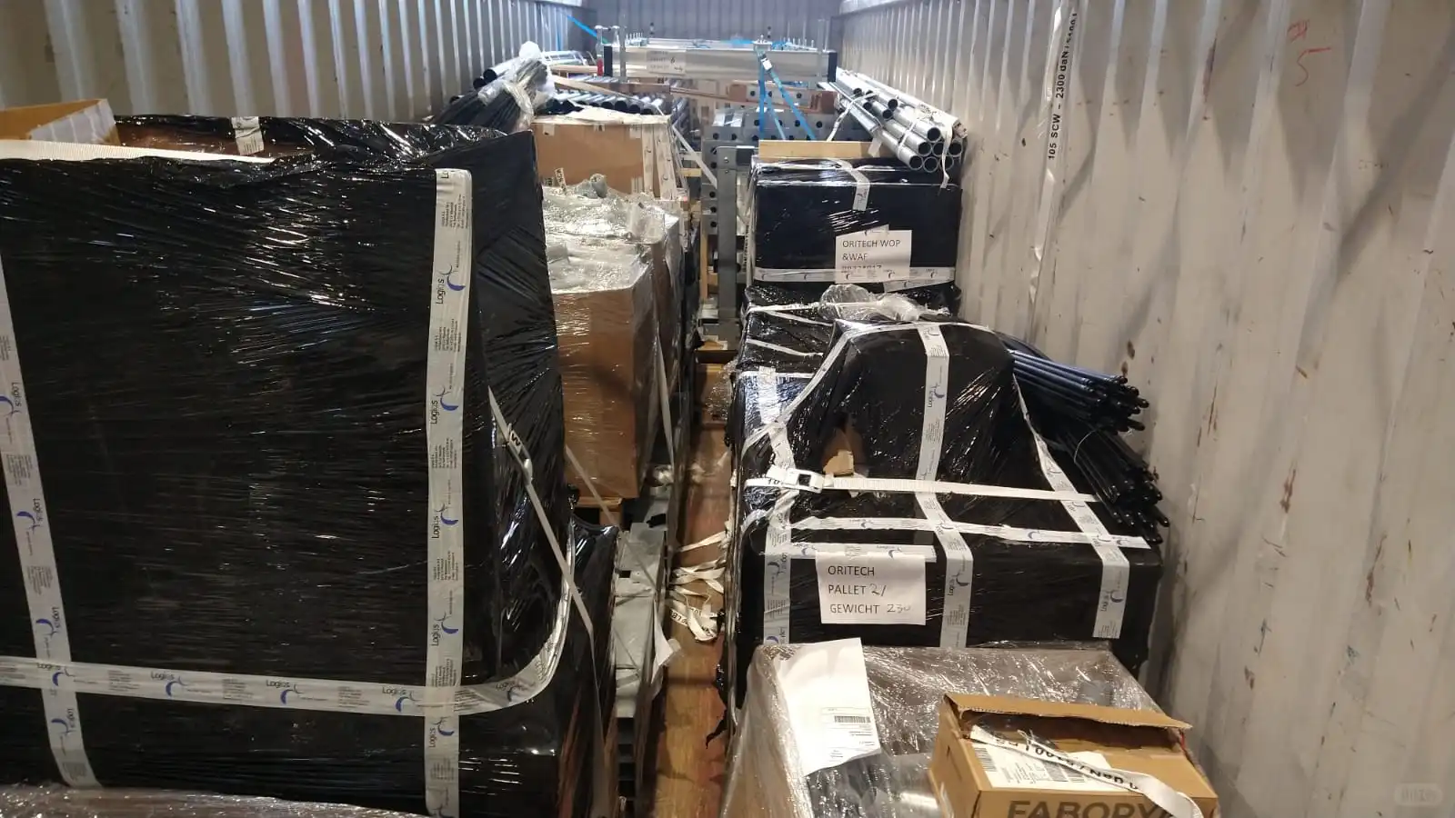 荷兰进口温室项目资材 装柜图 开顶箱