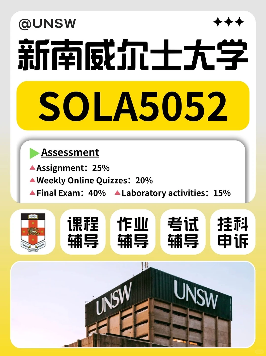 UNSW新南SOLA5052课程、作业、final辅导