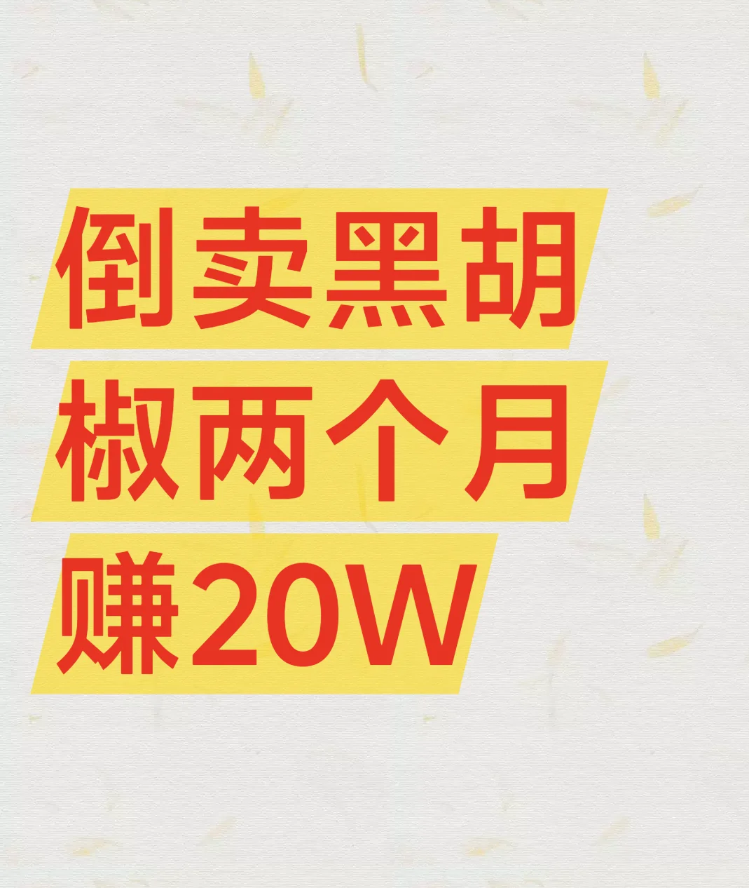 倒卖黑胡椒两个月赚20w