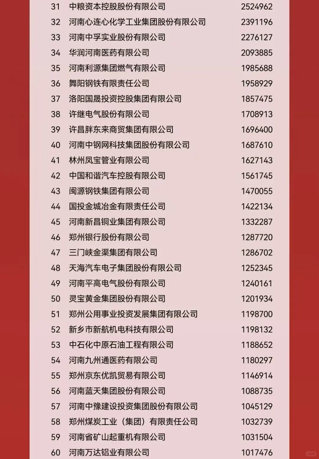 2025河南企业100强