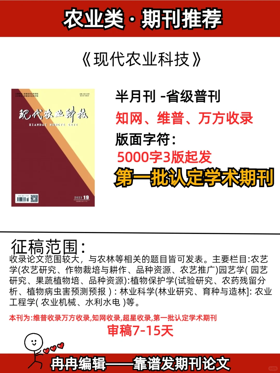 农业类期刊推荐《现代农业科技》,23下刊期