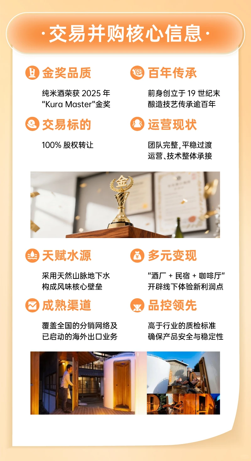 日本福冈·百年金奖清酒厂譲渡