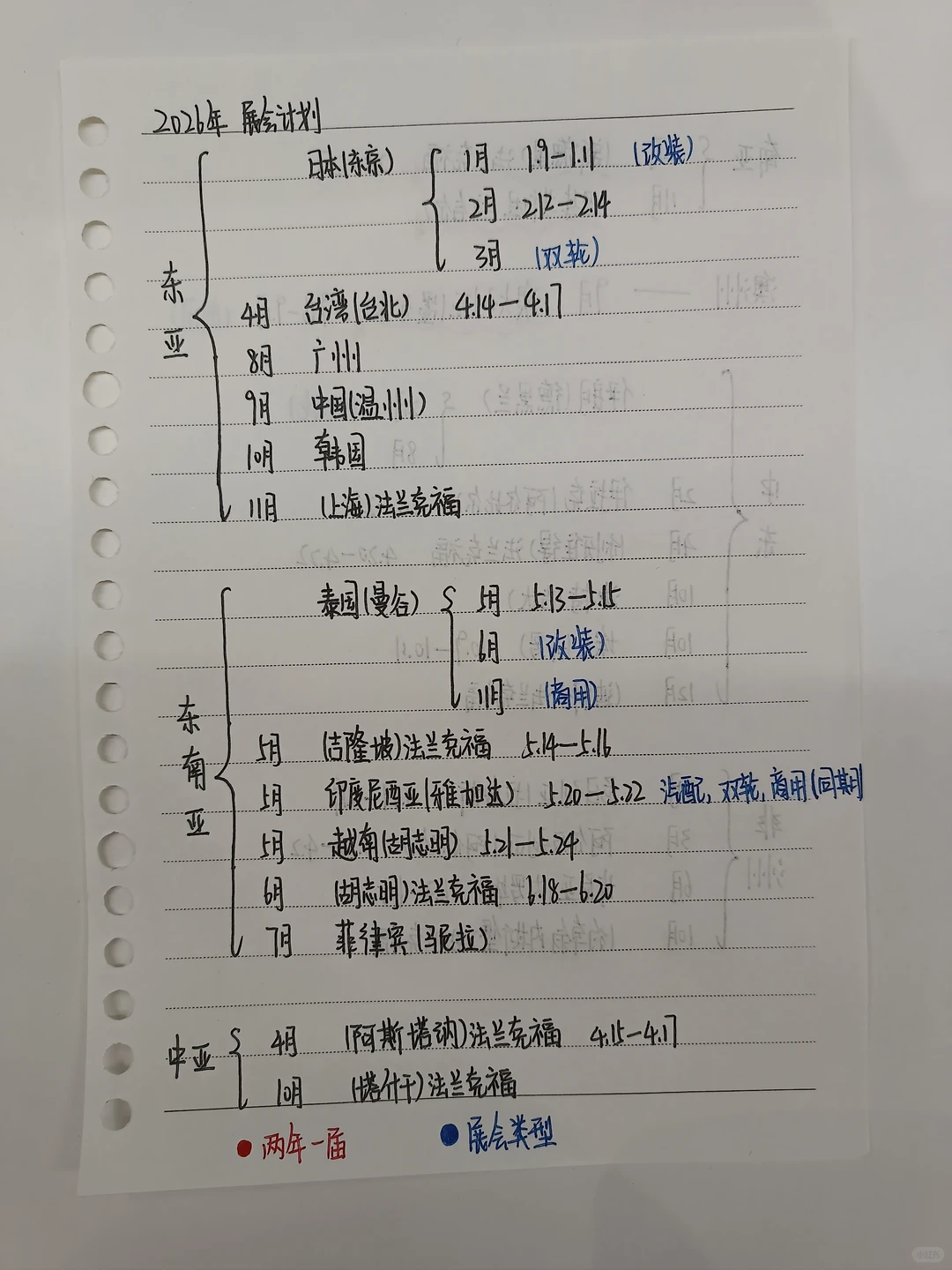 手写版汽配展会计划表（2026年）