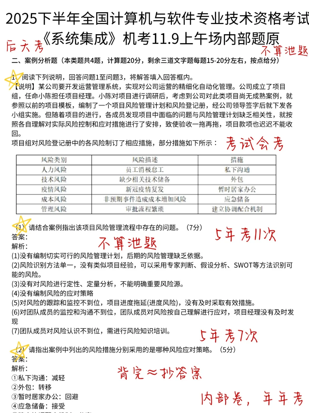 别裸考，明天系统集成一晚上足矣