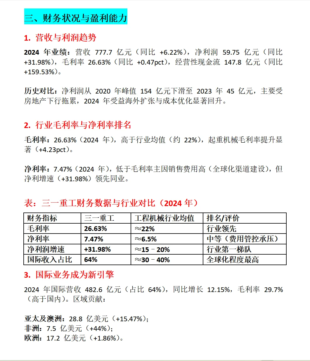 三一重工综合分析