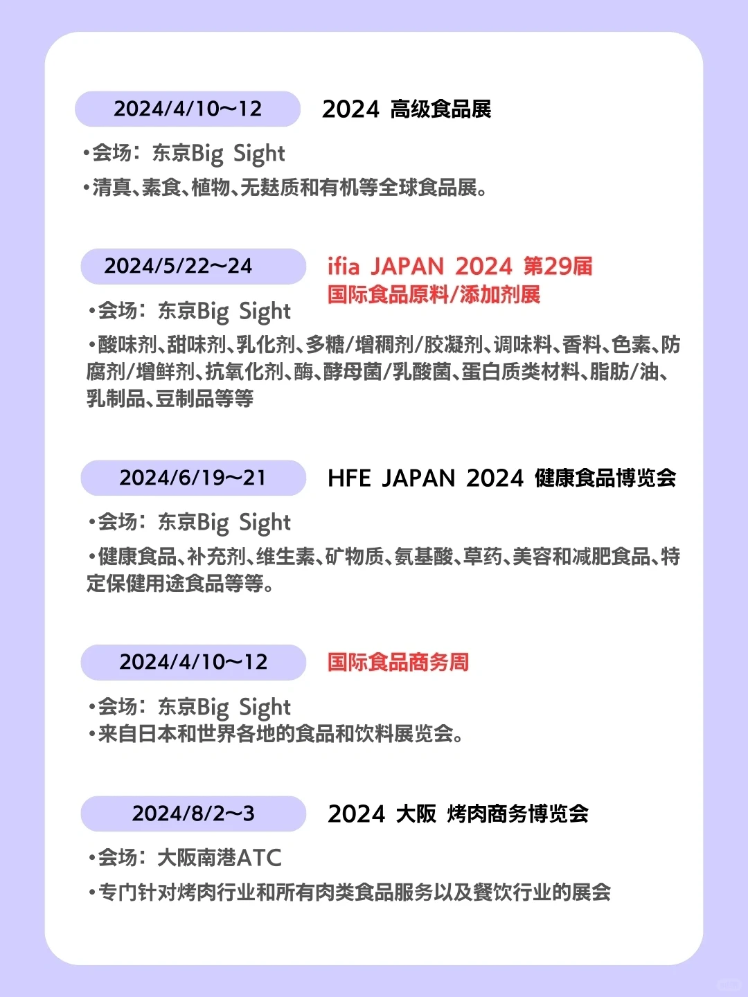 2024日本食品饮料展会信息全攻略!全国篇 ?