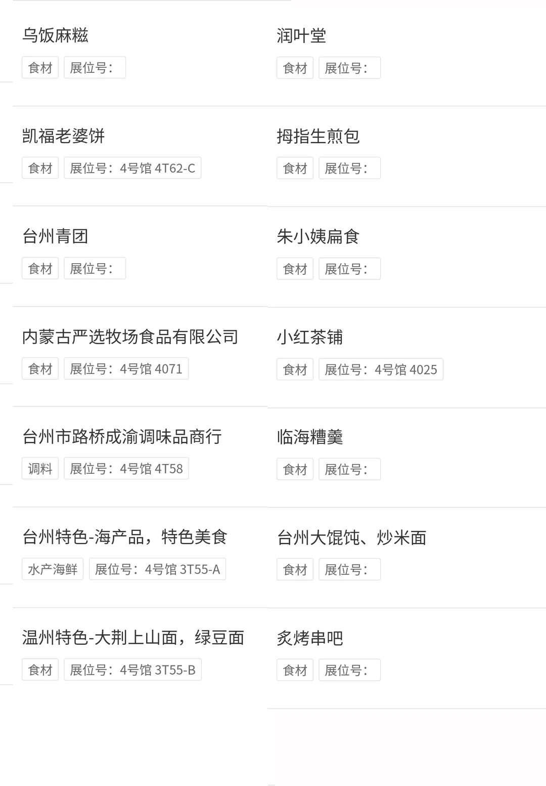 浙江台州食材及酒水展【展商名单】公布啦！