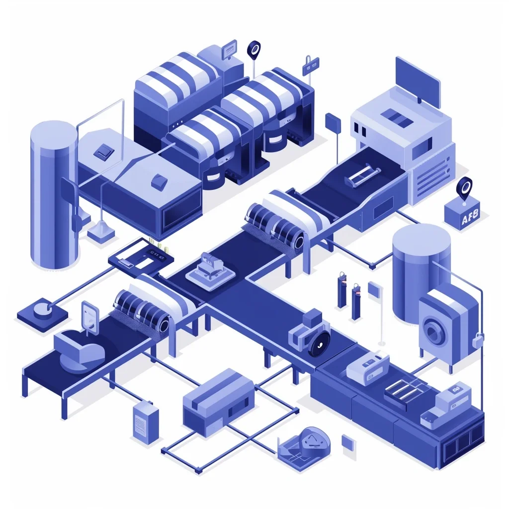 2.5D 蓝色工厂流水线设计?。（mj练习篇）