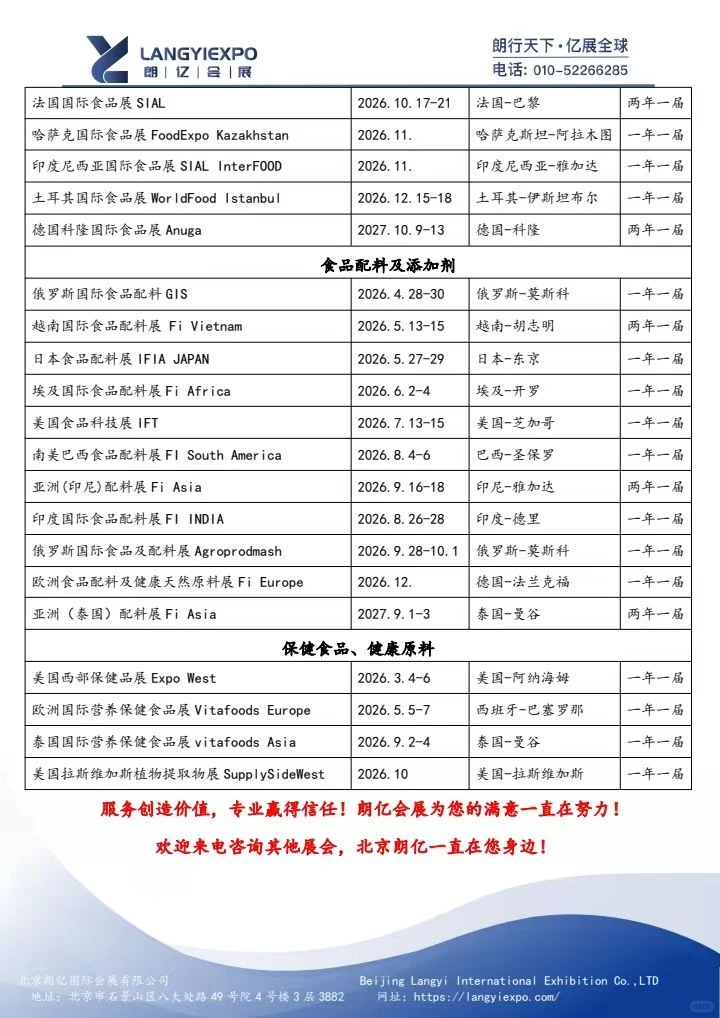 26年全球食品展计划表