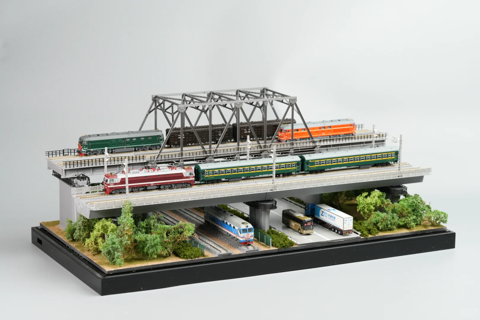 【N比例】火车模型 铁路交通枢纽场景展示盒