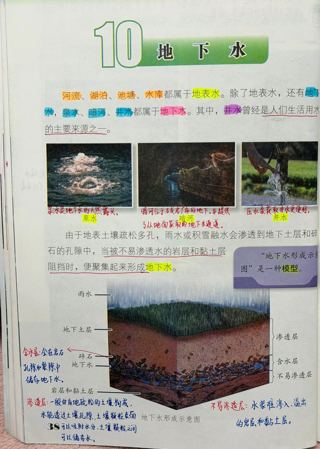 3上科学10.《地下水》课堂笔记