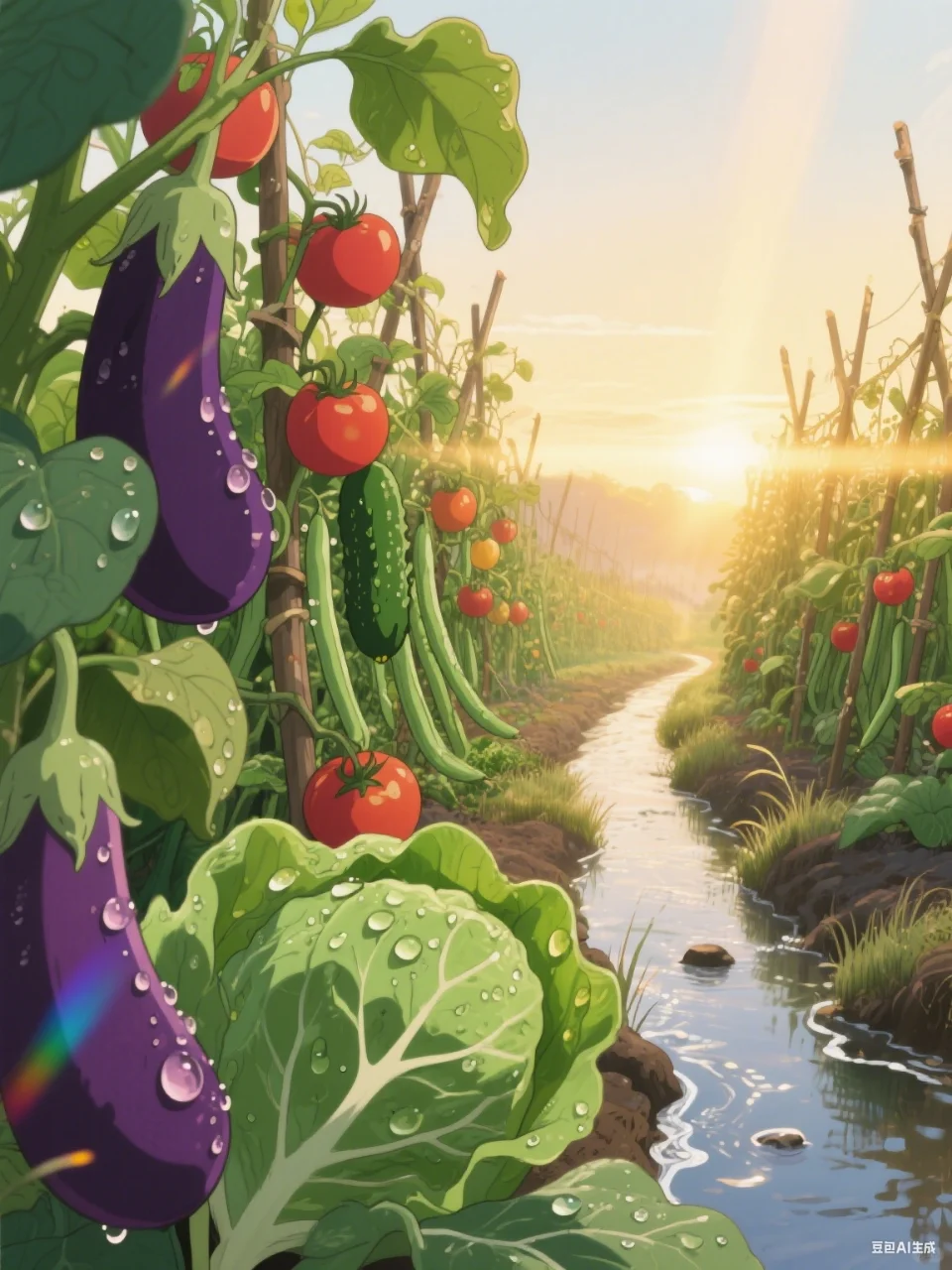 ? 层叠绿意间，晨露在果蔬上跳舞 