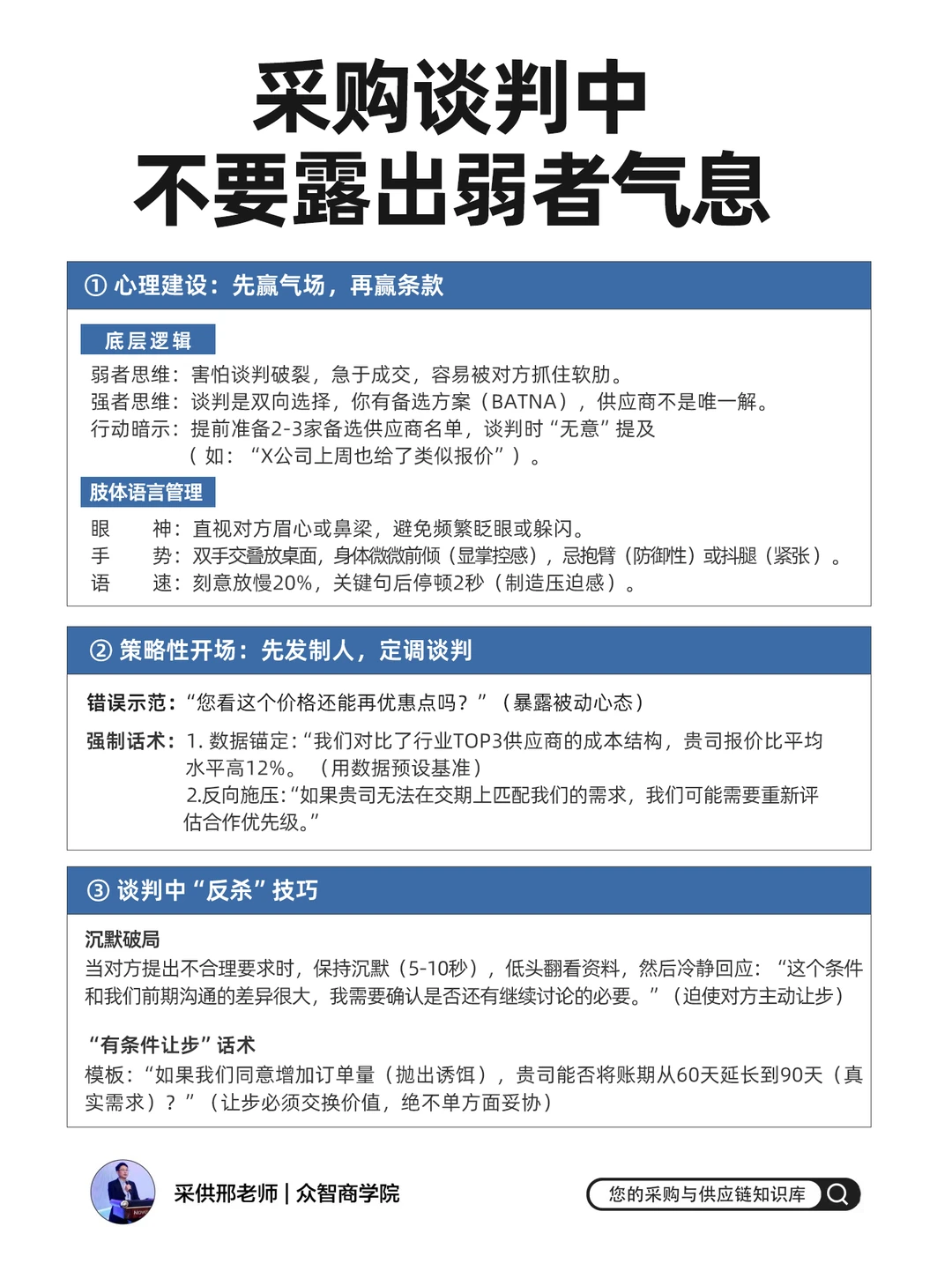 采购谈判中，不要露出弱者气息！