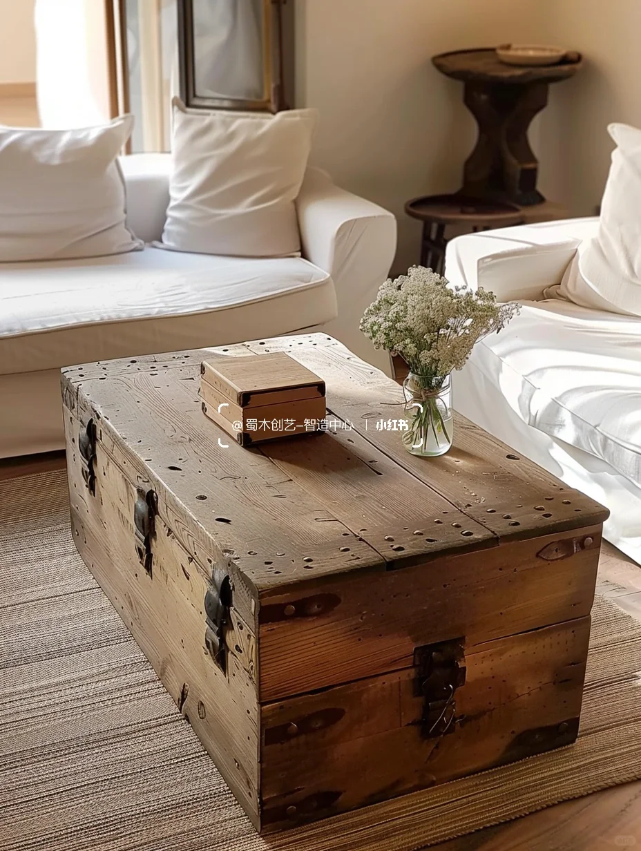 旧物改造｜用老木箱子爆改成了茶几❗️