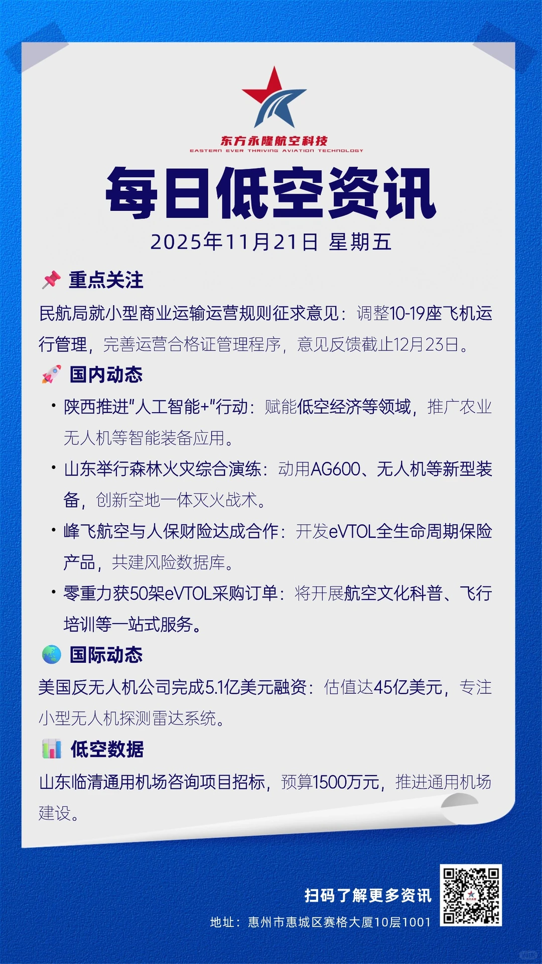 低空经济早报：11月21日 星期五